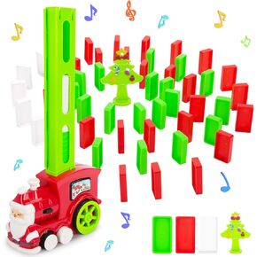 MCPINKY 124PCS Domino Train Toy Set, Building and Stacking Toy Blocks Domino Set Automatic Dominoes Stacking Creative Game for Boys Girls Age 3-8 in Saudi Arabia