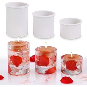 Actvty Tealight شمعة حامل قوالب الراتنج، مجموعة من 3 شمعدان أسطواني الايبوكسي صب قوالب السيليكون للراتنج DIY كريستال نذري حاملي الشموع حفل زفاف ديكور المنزل