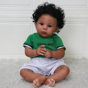 GOAROY Realistic Reborn Baby Dolls Black Boy - 22 Inch African American Newborn Boy Doll, Lifelike Weighted Soft Body, Gift Box for 3+ Years Old Kids