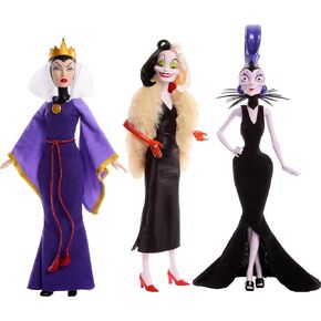 Mattel Disney Villains Collection Official Fashion Dolls 3-Pack: Evil Queen, Cruella De Vil and Yzma Gift Set for Kids, Adults or Collectors, Inspired by Disney Movies (Amazon Exclusive)