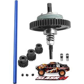 Center Driveshaft 6855 & Complete Slipper Clutch 6878 Metal Differential Gear with 32 Pitch 15T/17T/19T Pinions Gear Set for 1/10 Slash 4X4 VXL/Platinum/Ultimate,Navy Blue