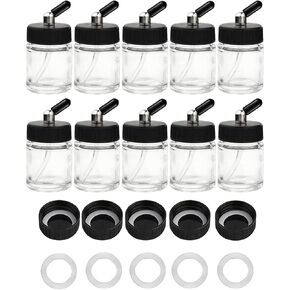 10pk 0.75oz Glass Airbrush Bottles, 30° Siphon with Silicone Caps in Saudi Arabia