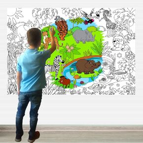 ALEX Art, Giant Coloring Poster - Animals Jumbo Table Wall Coloring Sheets - Super Huge Large Coloring Posters for Kids - Art Home Activities for Kids - Big Floor Pages to Color Size 38.5"x26.7"