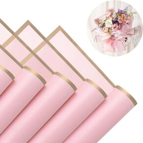 Gloreyan 20 Sheets Gold Edge Flower Wrapping Paper, Florist Bouquet DIY Craft Fresh Flower Bouquet Wrap Waterproof Floral Wrapping Gift Box Packaging Material Florist Supplies, 22.8*22.8 Inches(Black) in Kuwait
