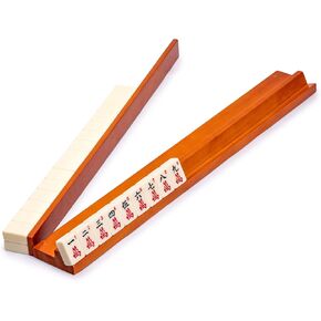 Yellow Mountain Imports 18-Inch Dark Pine Wooden Mahjong Game Racks with Built-in Pushers - Set of 4 in Kuwait