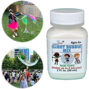 Bubbleventi Giant Bubble Mix | Made in USA |100% Vegan Non-Toxic Powder Makes 10 Gallons of Premium, Big Bubble Solution for kids’ STEM fun | Use in Bubble Wands + Machines