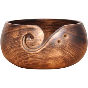 وعاء غزل خشبي مصنوع يدويًا من قبل حرفيين هنديين مع خشب المانجو الممتاز للحياكة والكروشيه - مع ثقوب للحفاظ على إبر الحياكة - مجموعة عيد الأم 2019 in Kuwait