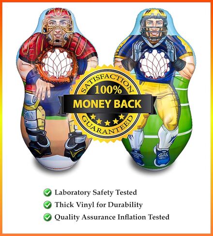 جهاز استقبال كرة القدم ImpiriLux قابل للنفخ بطول 5 أقدام مزدوج الجوانب ومجموعة مدرب البيسبول لصيد الهدف | تتضمن واحدة قابلة للنفخ على الوجهين، و2 كرة قدم قطيفة، و2 كرة بيسبول قطيفة in Kuwait