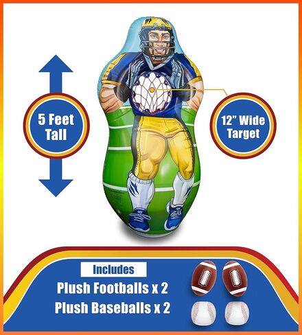 جهاز استقبال كرة القدم ImpiriLux قابل للنفخ بطول 5 أقدام مزدوج الجوانب ومجموعة مدرب البيسبول لصيد الهدف | تتضمن واحدة قابلة للنفخ على الوجهين، و2 كرة قدم قطيفة، و2 كرة بيسبول قطيفة in Kuwait
