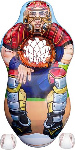 جهاز استقبال كرة القدم ImpiriLux قابل للنفخ بطول 5 أقدام مزدوج الجوانب ومجموعة مدرب البيسبول لصيد الهدف | تتضمن واحدة قابلة للنفخ على الوجهين، و2 كرة قدم قطيفة، و2 كرة بيسبول قطيفة in Kuwait