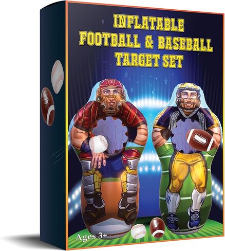 جهاز استقبال كرة القدم ImpiriLux قابل للنفخ بطول 5 أقدام مزدوج الجوانب ومجموعة مدرب البيسبول لصيد الهدف | تتضمن واحدة قابلة للنفخ على الوجهين، و2 كرة قدم قطيفة، و2 كرة بيسبول قطيفة in Kuwait