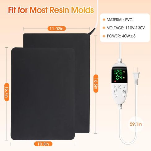 Resin Heating Mat, Fast Resin Curing Machine with Timer and Silicone Mat, Large Drying Pad for Perfect Resin Results - Quick Drying for DIY Epoxy Resin, Resin Molds, Silicone Molds - Resin Kit in Kuwait