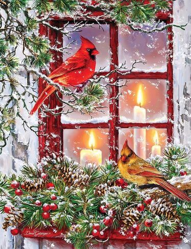 Springbok 500 Piece Jigsaw Puzzle for Adults - Together Forever Features a Pair of Cardinals on a Snowy Winter's Holiday Outdoor Scene Precision-Cut Puzzle Pieces Made in The USA in Saudi Arabia