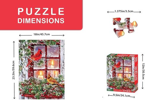 Springbok 500 Piece Jigsaw Puzzle for Adults - Together Forever Features a Pair of Cardinals on a Snowy Winter's Holiday Outdoor Scene Precision-Cut Puzzle Pieces Made in The USA in Saudi Arabia