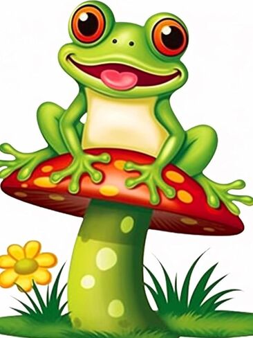 Jungobiu 5D الماس مجموعات الطلاء الضفدع، DIY الماس الفن الحيوان الفطر مجموعات الطلاء مع الماس الحفر الكامل جولة الكريستال حجر الراين التطريز المستخدمة للمنزل مكتب الجدار الديكور 12X16 بوصة in Kuwait