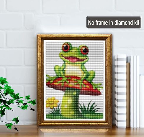 Jungobiu 5D الماس مجموعات الطلاء الضفدع، DIY الماس الفن الحيوان الفطر مجموعات الطلاء مع الماس الحفر الكامل جولة الكريستال حجر الراين التطريز المستخدمة للمنزل مكتب الجدار الديكور 12X16 بوصة in Kuwait