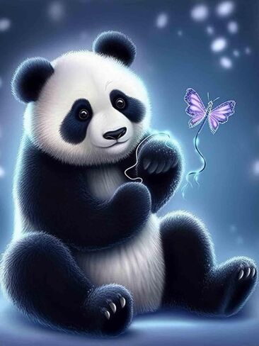 Jungobiu 5D الماس اللوحة مجموعات الباندا، DIY الماس الفن الحيوان مجموعات الطلاء مع الماس الحفر الكامل جولة حجر الراين الكريستال والتطريز للمنزل مكتب الجدار الديكور 12X16 بوصة in Kuwait