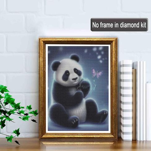 Jungobiu 5D الماس اللوحة مجموعات الباندا، DIY الماس الفن الحيوان مجموعات الطلاء مع الماس الحفر الكامل جولة حجر الراين الكريستال والتطريز للمنزل مكتب الجدار الديكور 12X16 بوصة in Kuwait