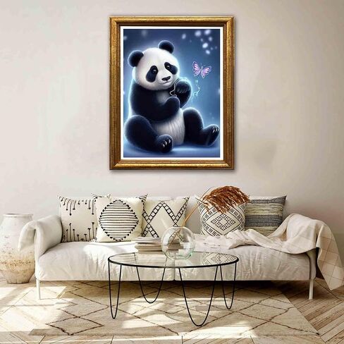 Jungobiu 5D الماس اللوحة مجموعات الباندا، DIY الماس الفن الحيوان مجموعات الطلاء مع الماس الحفر الكامل جولة حجر الراين الكريستال والتطريز للمنزل مكتب الجدار الديكور 12X16 بوصة in Kuwait