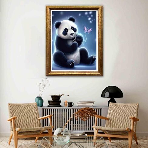 Jungobiu 5D الماس اللوحة مجموعات الباندا، DIY الماس الفن الحيوان مجموعات الطلاء مع الماس الحفر الكامل جولة حجر الراين الكريستال والتطريز للمنزل مكتب الجدار الديكور 12X16 بوصة in Kuwait