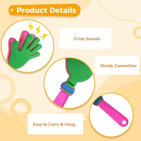 جويبي 80 قطعة من مشابك يدوية 7.5 انش من البلاستيك لصانعة الضوضاء للتشجيع، لوازم العاب الحفلات، صانعة الضوضاء، للاجتماعات الرياضية والشركات والمهرجانات والحفلات الموسيقية واعياد الميلاد in Kuwait