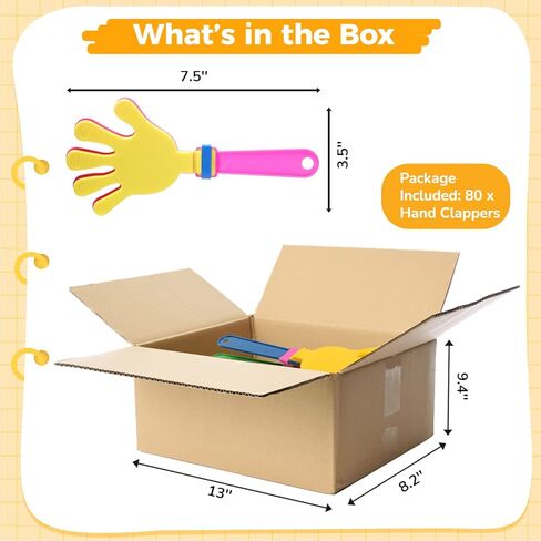 جويبي 80 قطعة من مشابك يدوية 7.5 انش من البلاستيك لصانعة الضوضاء للتشجيع، لوازم العاب الحفلات، صانعة الضوضاء، للاجتماعات الرياضية والشركات والمهرجانات والحفلات الموسيقية واعياد الميلاد in Kuwait