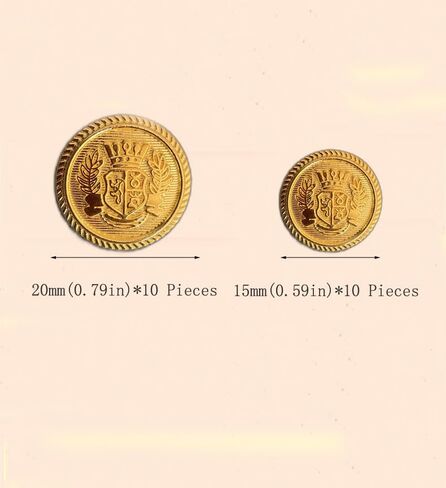 20 قطعة أزرار ذهبية للسترة، 15 مم 20 مم أزرار معدنية مجموعة أزرار السترة أزرار ذهبية لسترة الرجال والنساء أزرار بديلة ذهبية للخياطة والمعاطف الرياضية والبدلات والزي الرسمي والسترة in Kuwait