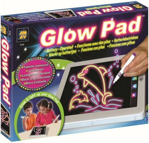 AMAV Glow Pad - لوحة رسم محمولة عالية التقنية للأطفال بحجم الكمبيوتر اللوحي مع 7 أضواء ملونة وامضة متبادلة. لوحة تلوين مضيئة للأطفال، مجموعة الفنون والحرف اليدوية in Kuwait