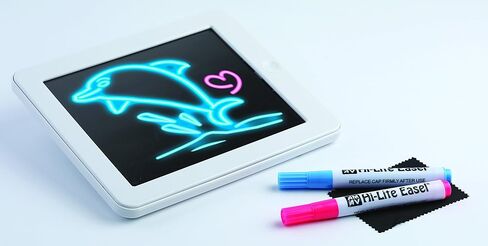AMAV Glow Pad - لوحة رسم محمولة عالية التقنية للأطفال بحجم الكمبيوتر اللوحي مع 7 أضواء ملونة وامضة متبادلة. لوحة تلوين مضيئة للأطفال، مجموعة الفنون والحرف اليدوية in Kuwait