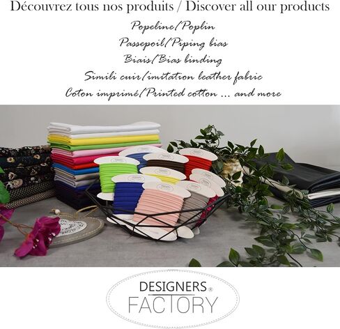 مجموعة مكونة من 5 قطع من القطن الشمعي من Designers-Factory - متوفرة بعدة ألوان - رباط خياطة عالي الجودة - 2 متر لكل لون - 100% قطن. (مجموعة م) in Kuwait