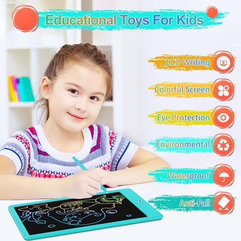 تابلت كتابة LCD من Euadalia للأطفال، لوحة رسم ملونة للأطفال الصغار مقاس 10.5 بوصة، لوحة رسم سحرية قابلة للمسح، هدية عيد ميلاد تعليمية، ألعاب تعليمية للأطفال من عمر 3 4 5 6 سنوات (برتقالي) in Kuwait