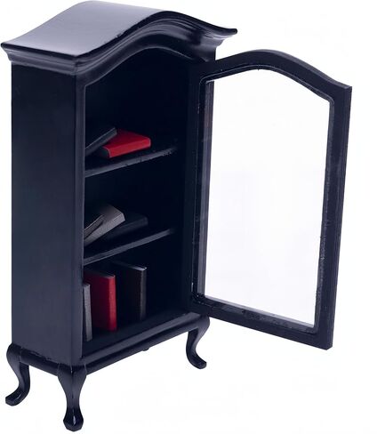 Kutusaky 1:12 رف كتب مصغر و8 قطع كتب بيت الدمى لتزيين رف بيت الدمى والكتب الصغيرة ملحقات الأثاث الخشبي لديكور بيت الدمية (أسود) in Kuwait