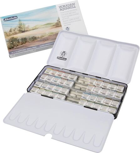 Schmincke - HORADAM® AQUARELL، مجموعة التحبيب الفائق الجليدي، 5 × 1/2 مقالي، 74 603 097، صندوق معدني، ألوان التحبيب القوية جدًا، أرقى الألوان المائية فائقة التحبيب in Kuwait