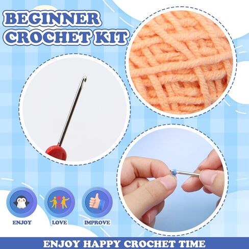 سكيتار مجموعة كروشيه للمبتدئين من 4 قطع، مجموعة كروشيه للاطفال والكبار، مجموعة كروشيه للمبتدئين للحرف اليدوية مع تعليمات خطوة بخطوة وفيديو، حرف الكروشيه اليدوية للبالغين in Kuwait