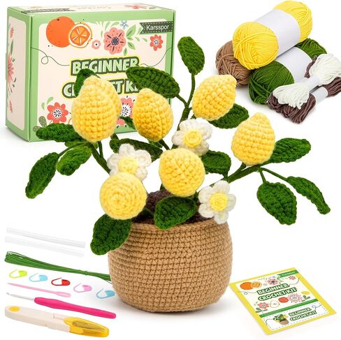 Karsspor Crochet Kit for Beginners - Lemon Crochet Set, Beginner Crochet Kit for Adults with Step-by-Step Instructions and Video Tutorials, Complete Crochet Starter Kit (Patent Product) in Kuwait