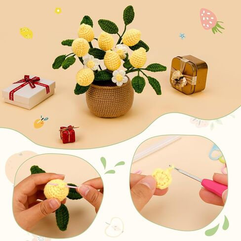 Karsspor Crochet Kit for Beginners - Lemon Crochet Set, Beginner Crochet Kit for Adults with Step-by-Step Instructions and Video Tutorials, Complete Crochet Starter Kit (Patent Product) in Kuwait