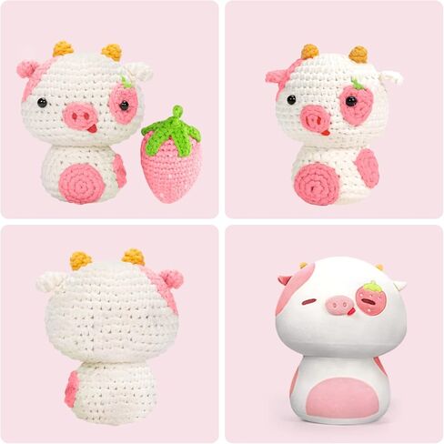 مجموعة كروشيه للمبتدئين من ميواي، مجموعة كروشيه كاملة ذاتية الصنع على شكل حيوانات مع 40% + شريط غزل بدأت مسبقًا، فيديو تعليمي خطوة بخطوة للبالغين والاطفال (بلو بيري كاو) (MEDO000CRO0542L0-A) in Kuwait