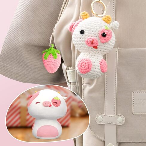 مجموعة كروشيه للمبتدئين من ميواي، مجموعة كروشيه كاملة ذاتية الصنع على شكل حيوانات مع 40% + شريط غزل بدأت مسبقًا، فيديو تعليمي خطوة بخطوة للبالغين والاطفال (بلو بيري كاو) (MEDO000CRO0542L0-A) in Kuwait