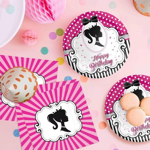 اف زد ار ليجيند مناديل ورقية للحفلات بطابع الاميرة بيبي برينسيس للاستعمال مرة واحدة مقاس 7 انش، مناديل ورقية مقاس 6.5 انش، لوازم حفلات عيد ميلاد سعيد لتزيين 25 ضيف in Kuwait