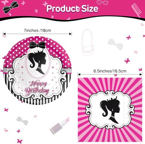 اف زد ار ليجيند مناديل ورقية للحفلات بطابع الاميرة بيبي برينسيس للاستعمال مرة واحدة مقاس 7 انش، مناديل ورقية مقاس 6.5 انش، لوازم حفلات عيد ميلاد سعيد لتزيين 25 ضيف in Kuwait