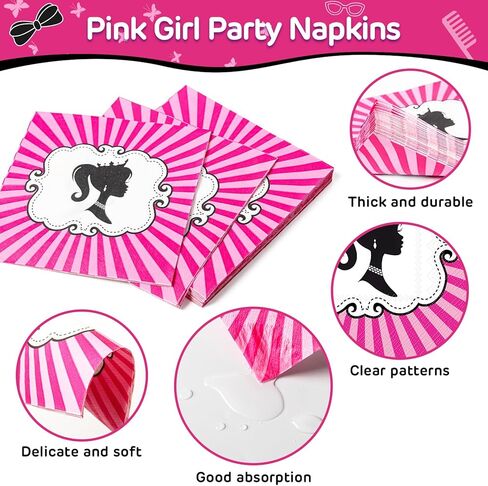 اف زد ار ليجيند مناديل ورقية للحفلات بطابع الاميرة بيبي برينسيس للاستعمال مرة واحدة مقاس 7 انش، مناديل ورقية مقاس 6.5 انش، لوازم حفلات عيد ميلاد سعيد لتزيين 25 ضيف in Kuwait