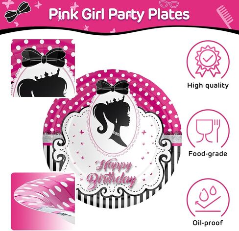 اف زد ار ليجيند مناديل ورقية للحفلات بطابع الاميرة بيبي برينسيس للاستعمال مرة واحدة مقاس 7 انش، مناديل ورقية مقاس 6.5 انش، لوازم حفلات عيد ميلاد سعيد لتزيين 25 ضيف in Kuwait