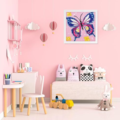 فينديجا مجموعة رسم ماسي 5 دي للاطفال والبالغين مع اطار خشبي، فراشة ذاتية الحفر بالكامل للفنون والحرف اليدوية للاطفال من سن 6-8-10-12 سنة للبنات والاولاد لهدايا عيد الميلاد والكريسماس in Kuwait