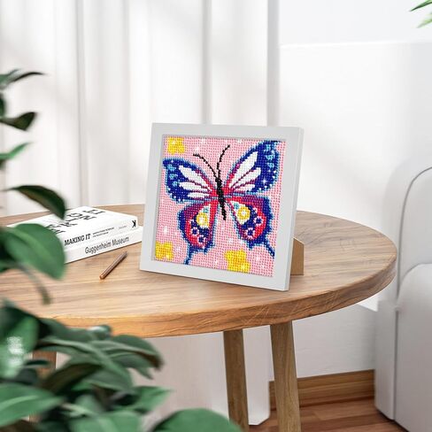 فينديجا مجموعة رسم ماسي 5 دي للاطفال والبالغين مع اطار خشبي، فراشة ذاتية الحفر بالكامل للفنون والحرف اليدوية للاطفال من سن 6-8-10-12 سنة للبنات والاولاد لهدايا عيد الميلاد والكريسماس in Kuwait