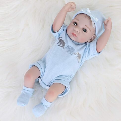 ENADOLL Reborn Baby Boy Doll واقعية سيليكون الفينيل 10 بوصة لينة الجسم نابض بالحياة دمية هدية مجموعة للأعمار 3+ (عيون مفتوحة الصبي الأزرق) in Kuwait