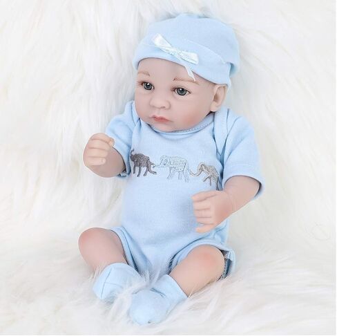 ENADOLL Reborn Baby Boy Doll واقعية سيليكون الفينيل 10 بوصة لينة الجسم نابض بالحياة دمية هدية مجموعة للأعمار 3+ (عيون مفتوحة الصبي الأزرق) in Kuwait