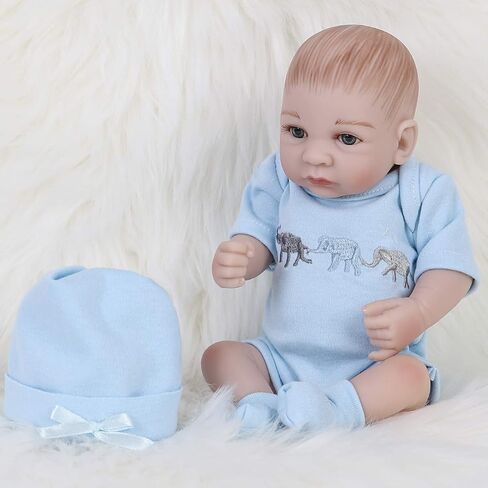 ENADOLL Reborn Baby Boy Doll واقعية سيليكون الفينيل 10 بوصة لينة الجسم نابض بالحياة دمية هدية مجموعة للأعمار 3+ (عيون مفتوحة الصبي الأزرق) in Kuwait
