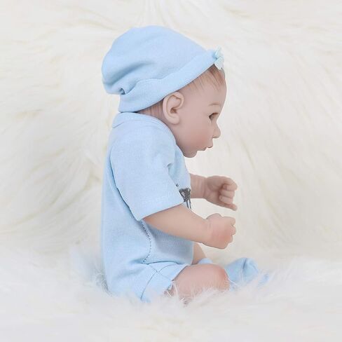 ENADOLL Reborn Baby Boy Doll واقعية سيليكون الفينيل 10 بوصة لينة الجسم نابض بالحياة دمية هدية مجموعة للأعمار 3+ (عيون مفتوحة الصبي الأزرق) in Kuwait