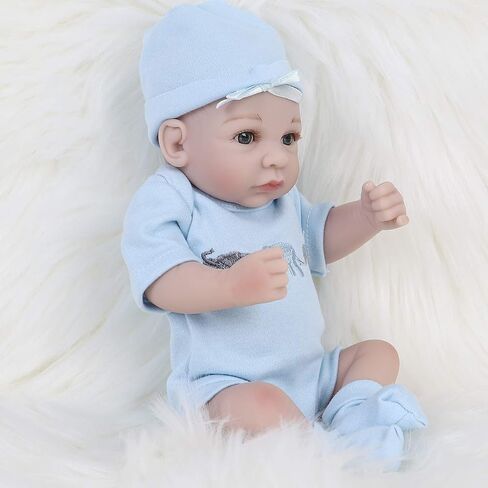 ENADOLL Reborn Baby Boy Doll واقعية سيليكون الفينيل 10 بوصة لينة الجسم نابض بالحياة دمية هدية مجموعة للأعمار 3+ (عيون مفتوحة الصبي الأزرق) in Kuwait
