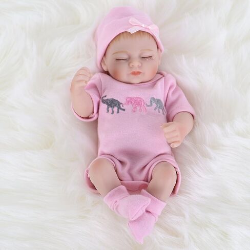 ENADOLL Reborn Baby Boy Doll واقعية سيليكون الفينيل 10 بوصة لينة الجسم نابض بالحياة دمية هدية مجموعة للأعمار 3+ (عيون مفتوحة الصبي الأزرق) in Kuwait
